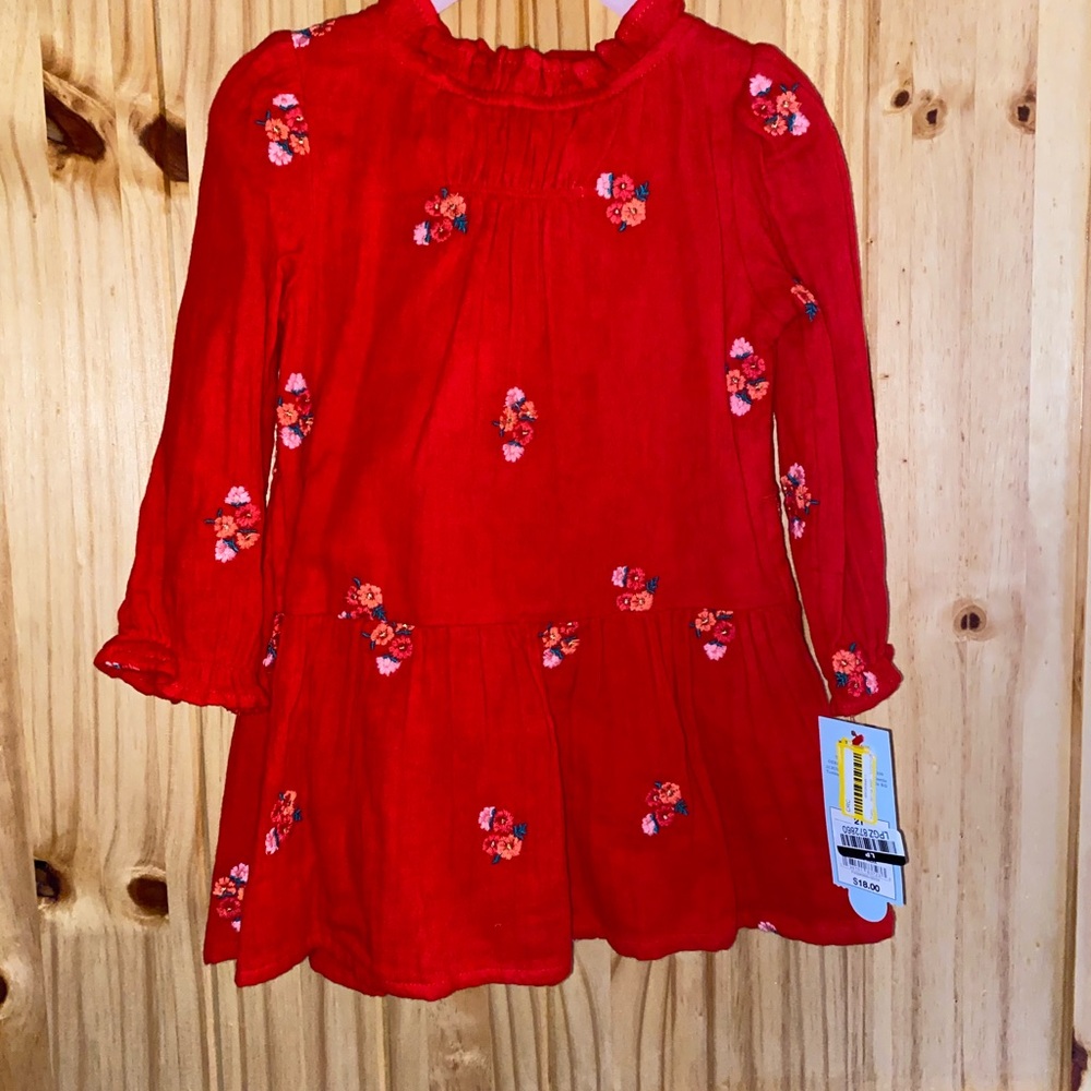 Red Floral Long Sleeve Dress